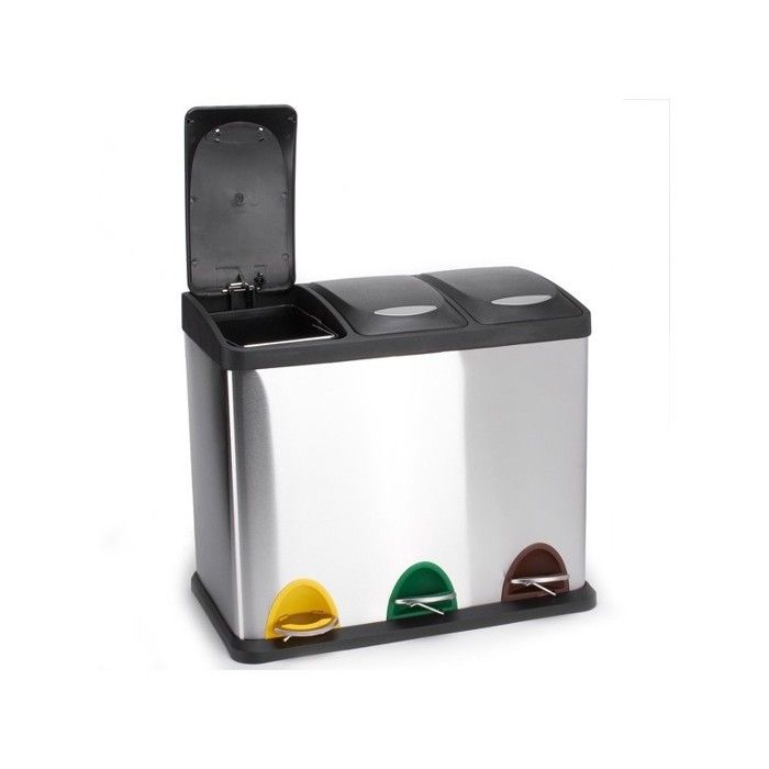 Msv poubelle tri sélectif inox 3 bacs 8lx3