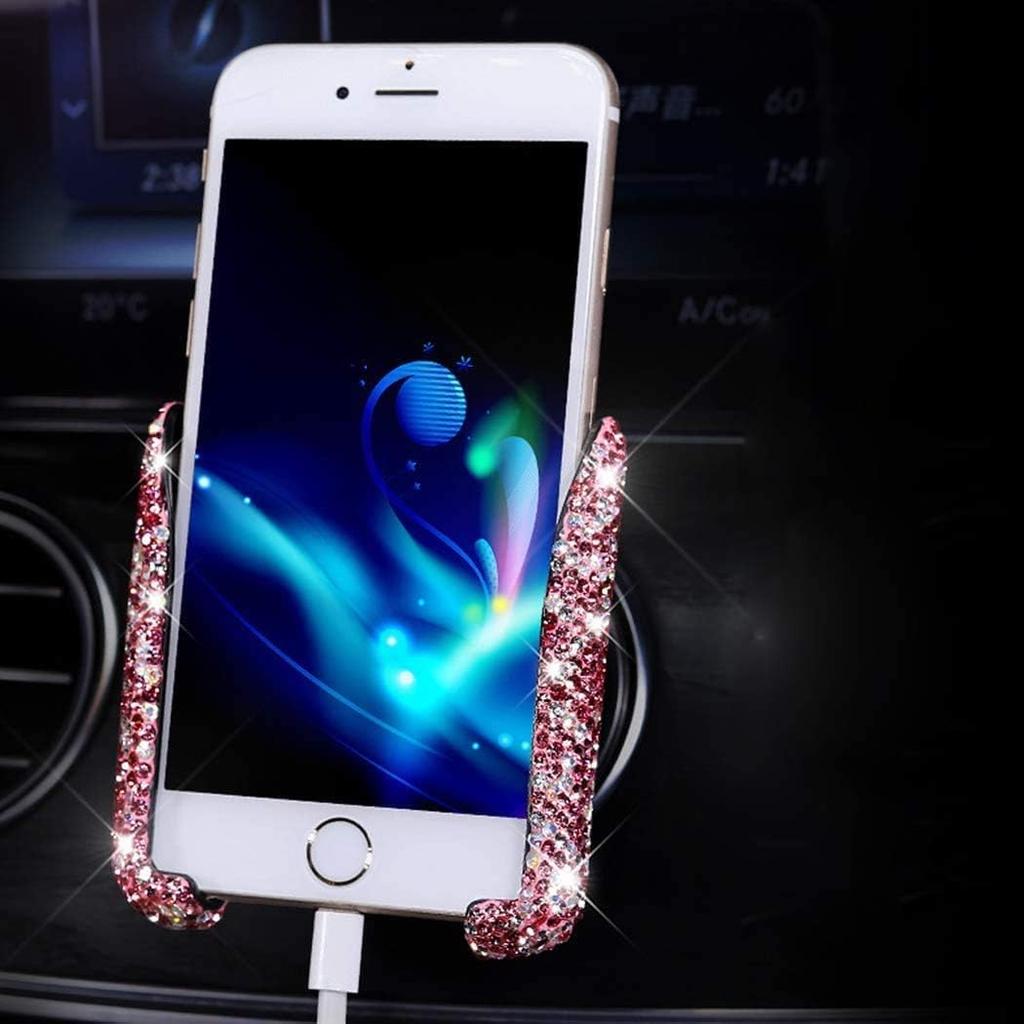 SUNCARACCL Black Bling Phone Holder for Car Vent, Mini Phone Mount