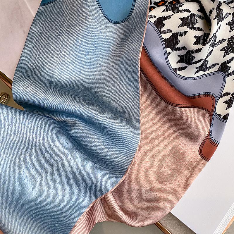 Korean Style Splicing Fashionable Thin Narrow Long Silk Scarf for Women with High-end Versatile Decorative Streamer Scarf Knotted Hair Strap