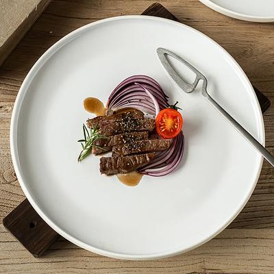 Assiette Céramique Simple Disque Nordique Plat Ménager Assiette Dessert Ronde Assiette Steak Restaurant Assiette Vaisselle