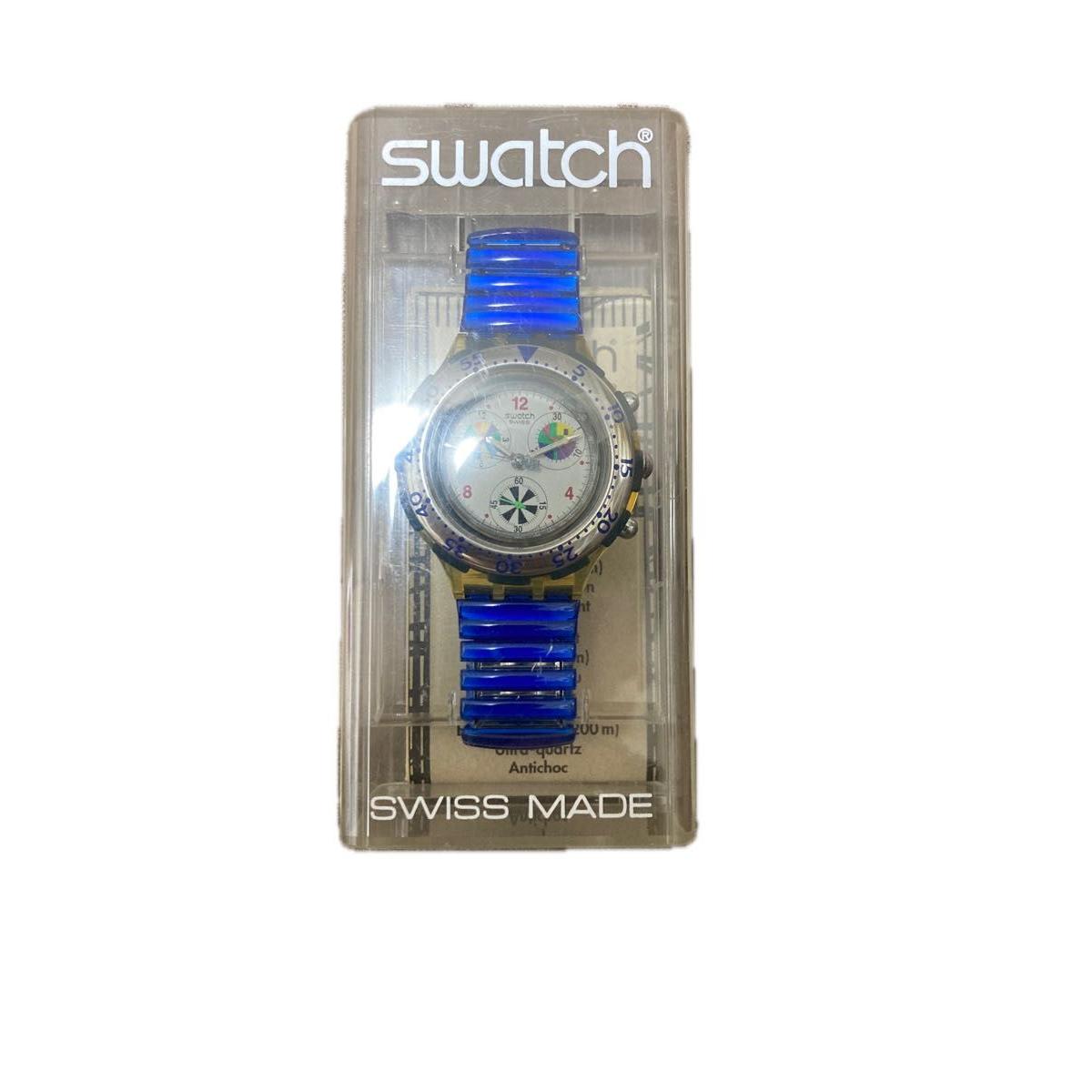 Used Rare: Vintage unused/Swatch Aqua Chrono early 1993 model/USA made genuine belt/watch