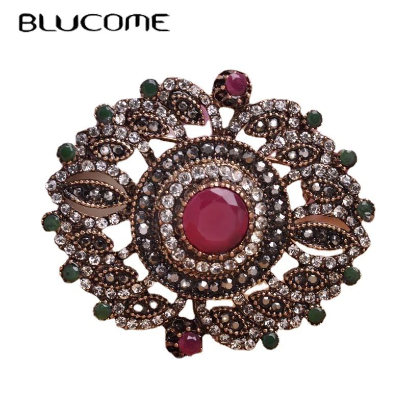 Blucome Quality Turkish Royal Style Vintage Brooch Pins for Women Men Scarf Suit Hijiab Pins