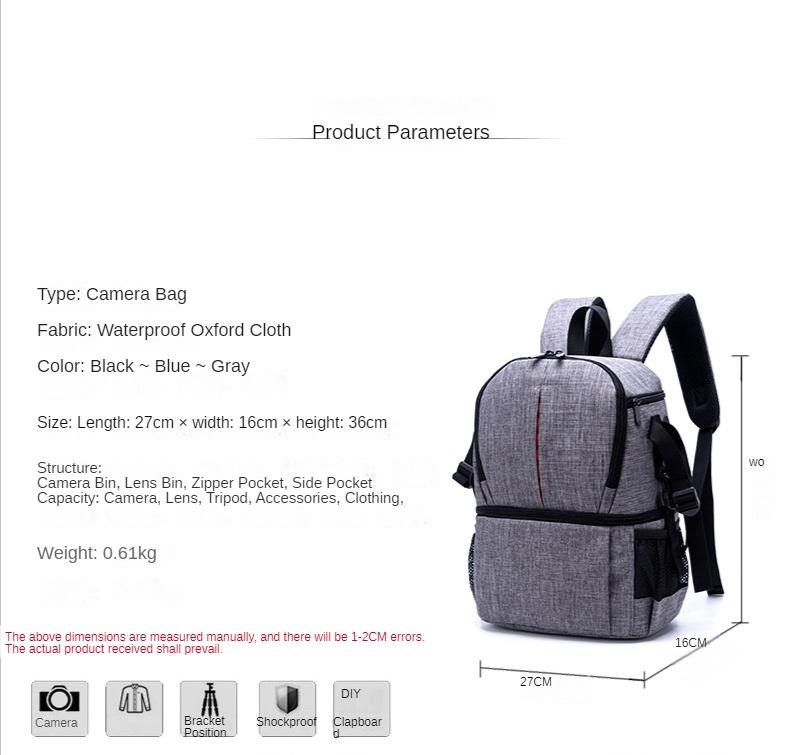 Dslr Video Camera Backpack Waterproof Oxford Fabric Soft Padde For Canon Sony Nikon