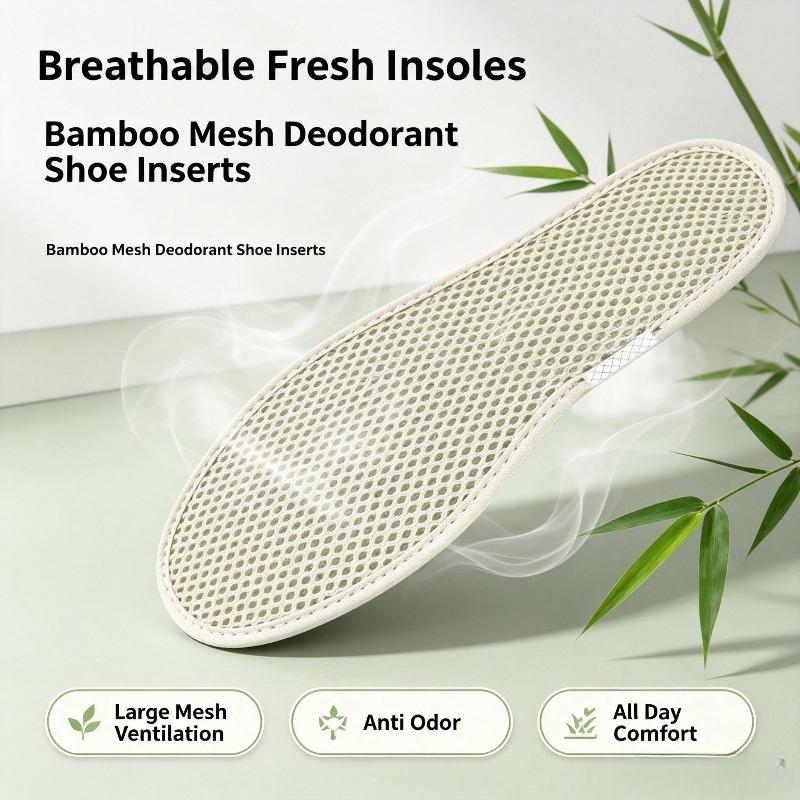 Sweat Absorbing BambooCharcoal InsolesBreathable Mesh Deodorant ShoeInserts Anti OdorComfort Pads for MenWomenCasualSports Shoes