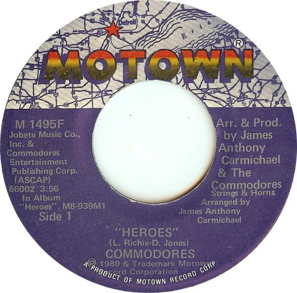 

7inch Record COMMODORES - Heroes M1495F Motown 1980 US Soul/Funk Used