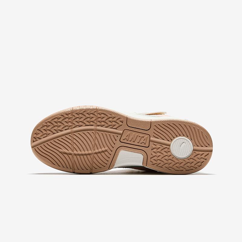 Anta Kids Bread Shoes Synthetic Leather Comfortable Versatile Non-Slip Wear-Resistant Mid-Top Sneakers Kids Sneakers White Pink A22448004-1