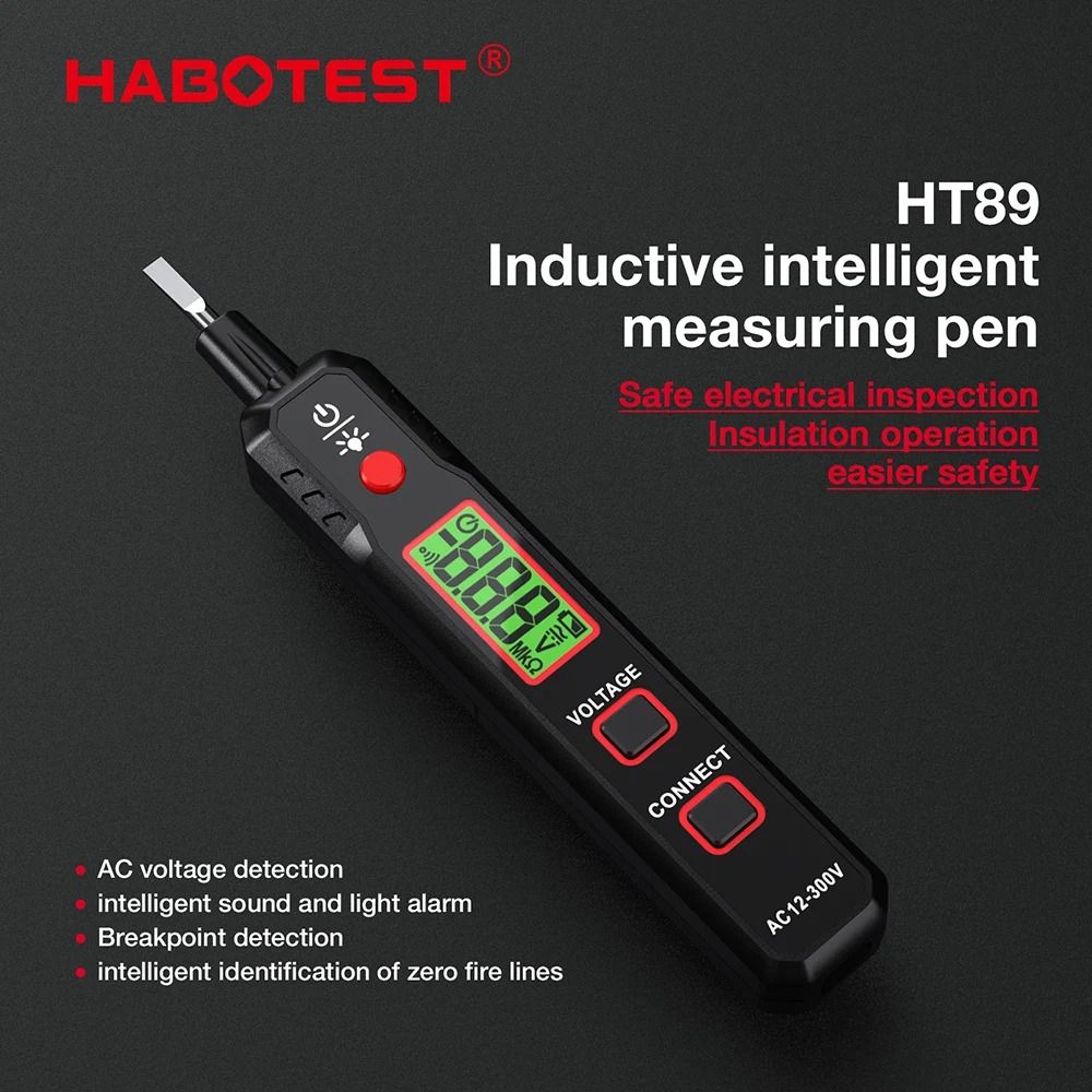 HT89 12V-300V Multitester Non-contact Voltage Detector Tester Pen  Smart Meter Pencil Indicator Electrician Tools Screen Display