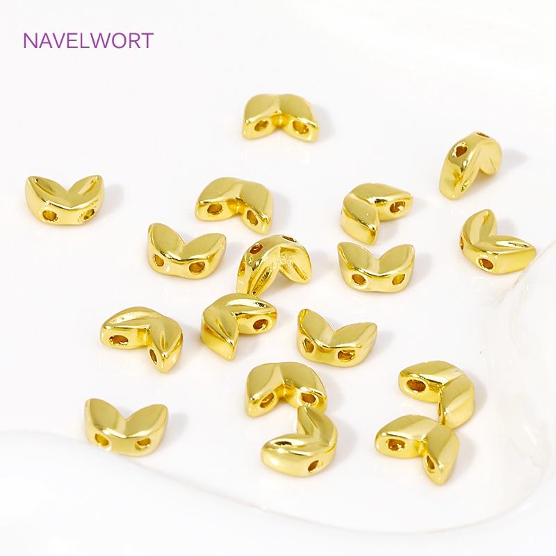 18K Gold Plated Malt-Shaped Double Hole Spacer Beads For Bracelet Making,Beads Separators,DIY Jewellery Making Accessories