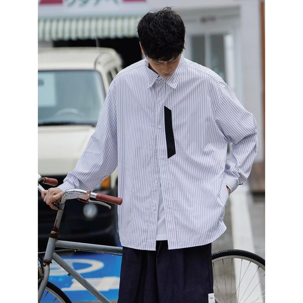 2024 Letter Long Sleeve Shirt Japanese Hong Kong Style Ins Loose Shirt Boys Summer Trendy Versatile Casual Coat