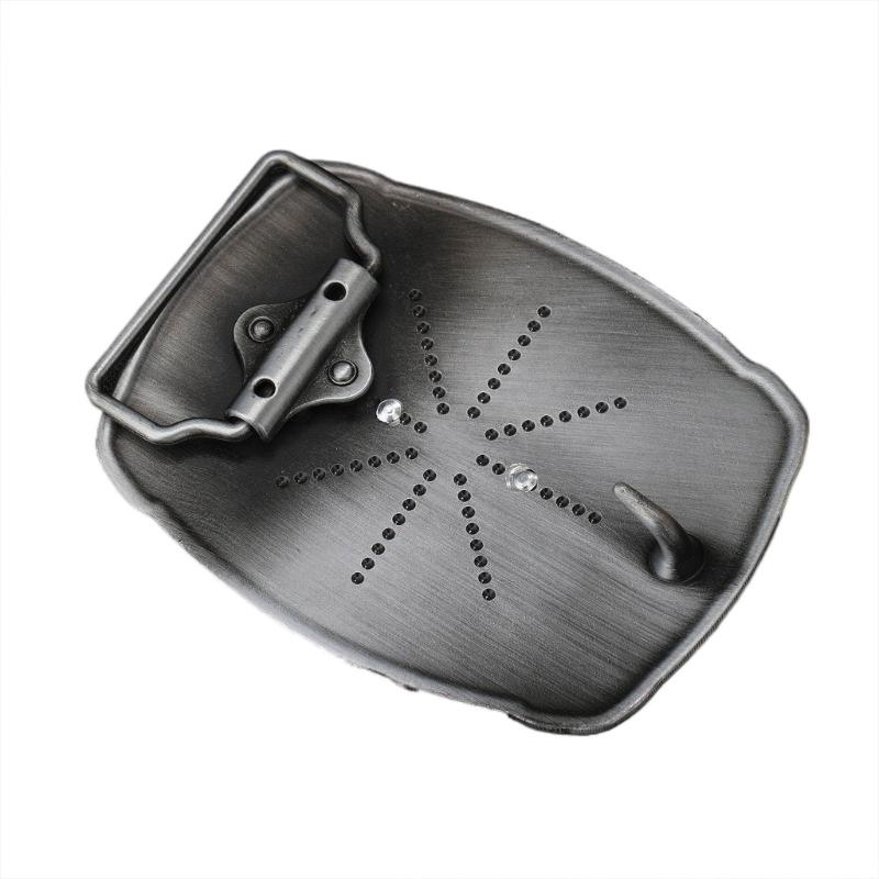 Western Engraved Decorative Belt Buckle, Metal Card and Star Motif, Single Buckle for Belt Update and Daily Styling