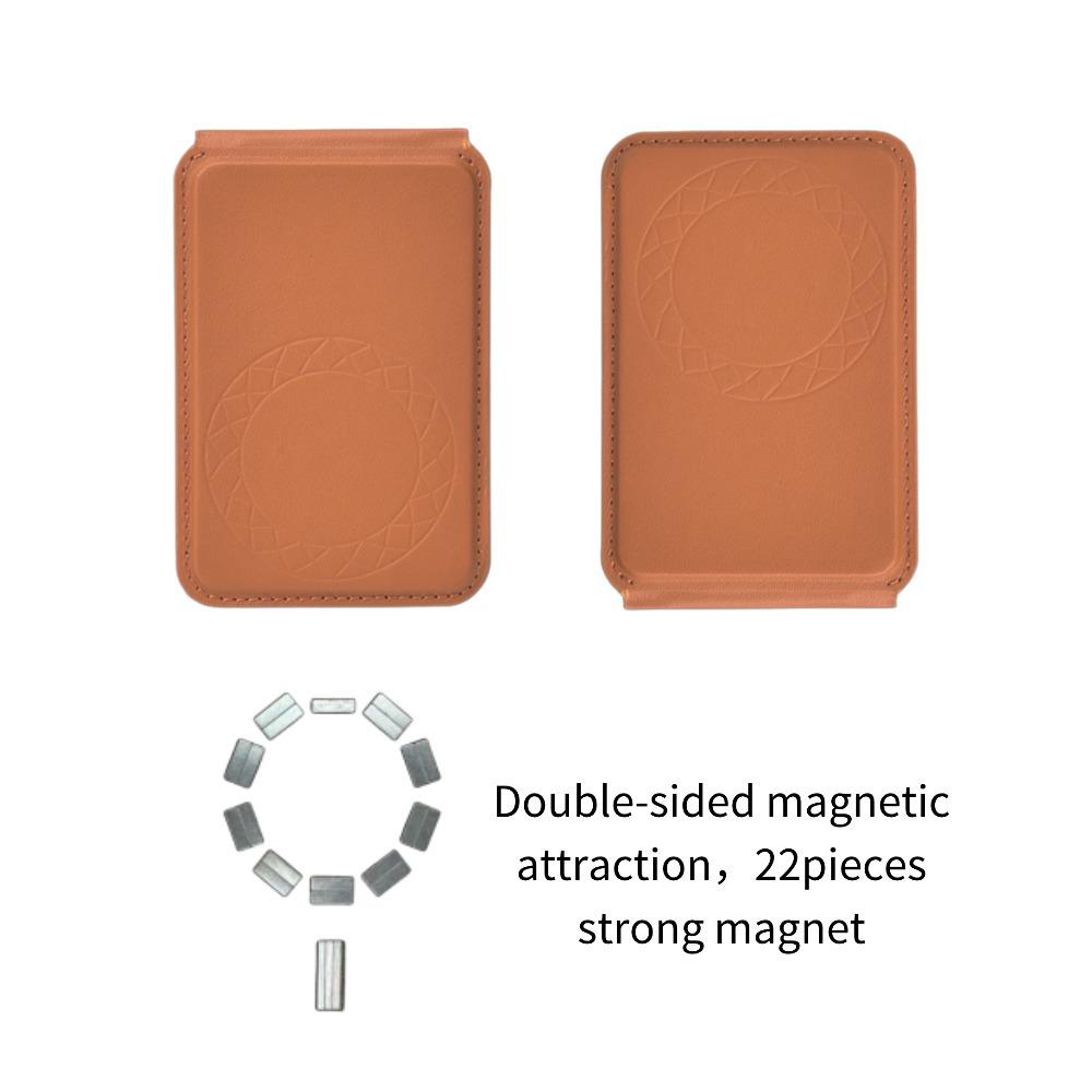 iPhone 15 MagSafe Magnetic Card Holder & Stand: Double-Sided Leather Sleeve
