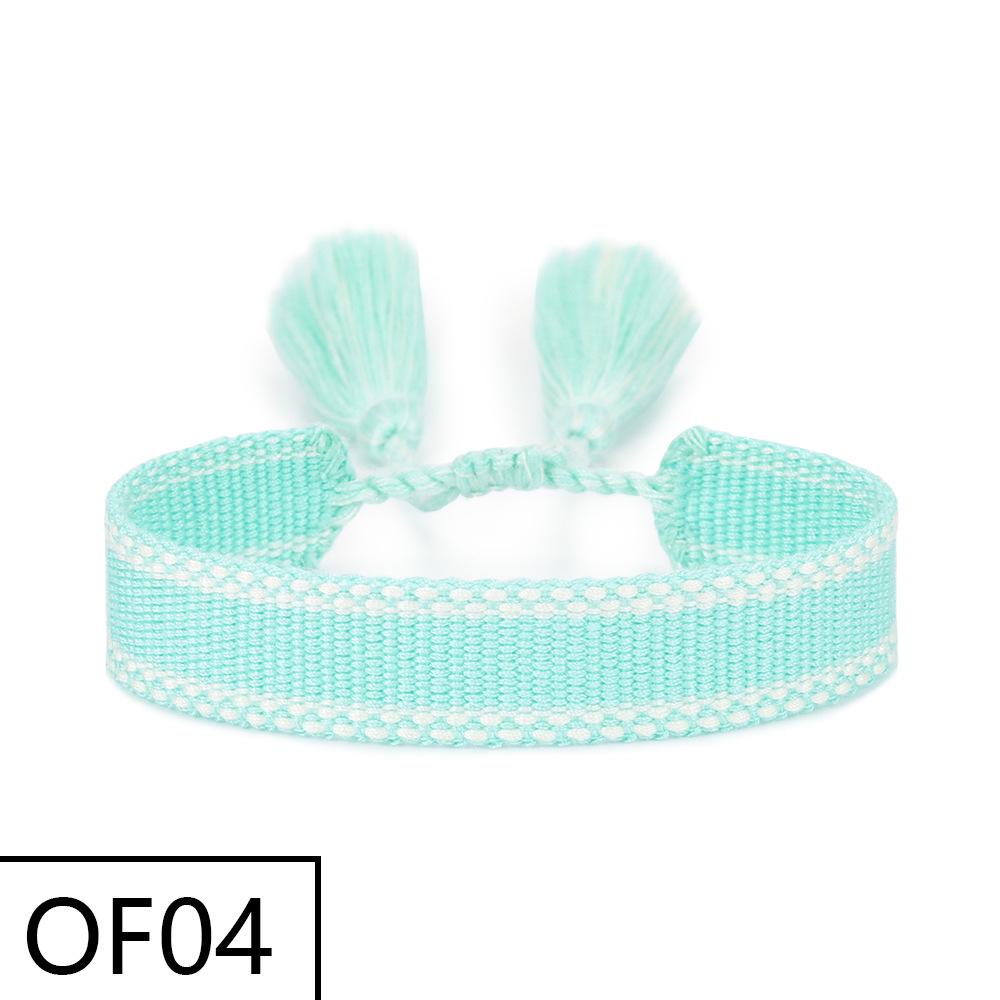 Embroiderable Polyester Cotton Letter Tassel Bracelet for Women – 1.5cm Woven Wristband