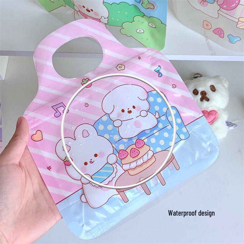 Pungă de depozitare pentru bijuterii și gustări cu desene animate de Crăciun - Drăguță, moale, auto-sigilantă