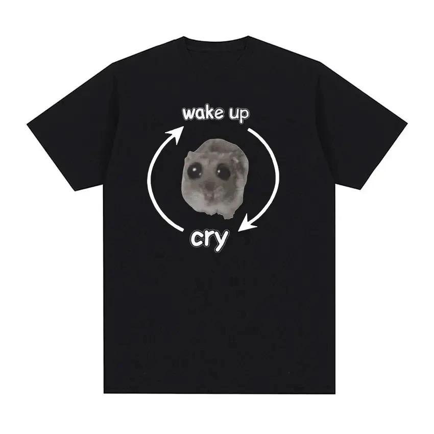 Wake Up Act Silly Meme Graphic T Shirt Funny Cute Cat Print Short Sleeve T-shirt Men Women Casual T Shirts