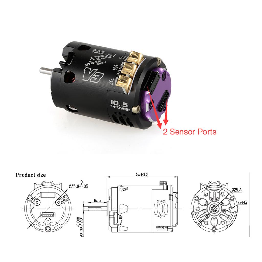 V3 540 10.5T 3800KV Brushless Motor 2 Pole Rotor RC Car for High Performance Power Conversion