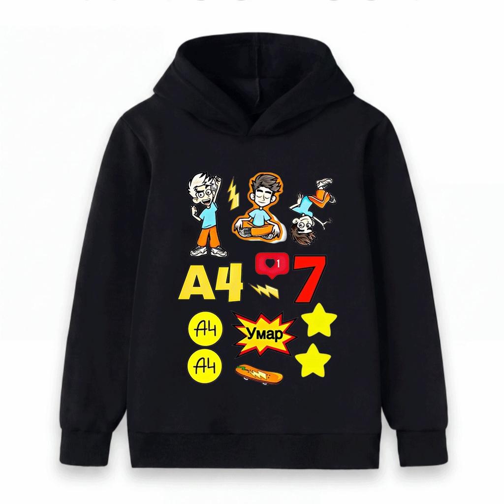 Kids Boys Girls Casual Pullover Hoodie, Cartoon Character Graphic Lightning Star Print Warm Hooded Sweatshirt for Children Daily Wear