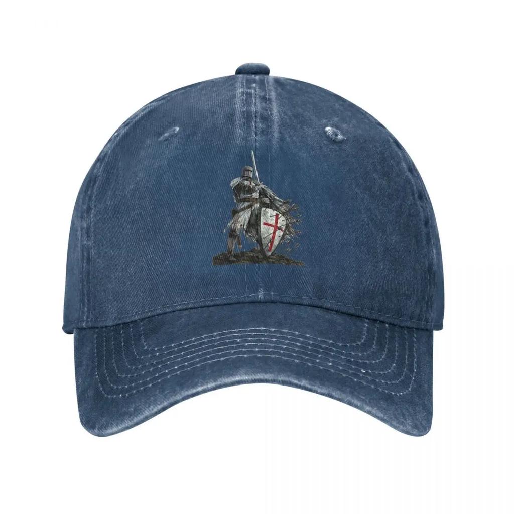 Tempelritter Schild Kreuz Schwert Ritter Baseballkappe Vintage Used Baumwolle Rüstung Helm Emblem Kappe Outdoor Hüte Kappe