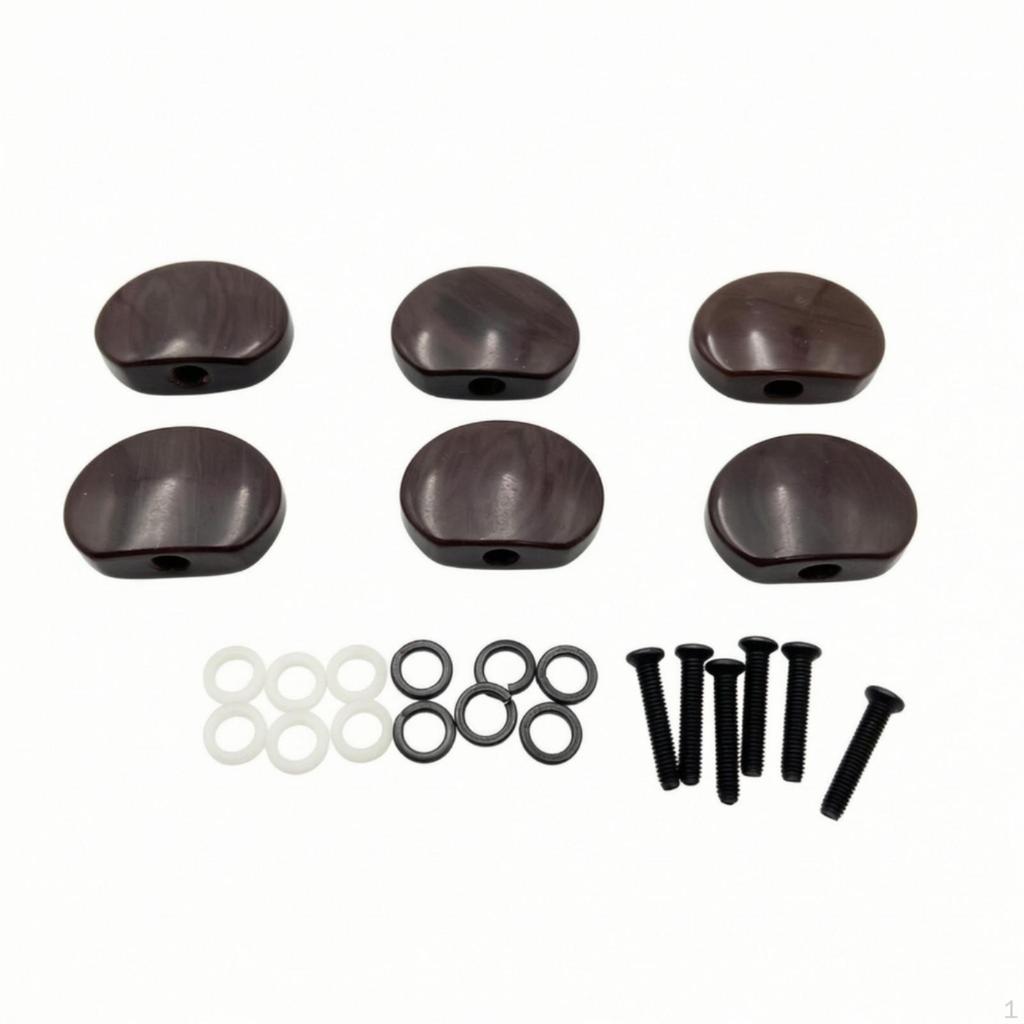 6 Pieces Guitar Tuner Button Knobs Replacement Oval Machine Head Cap for