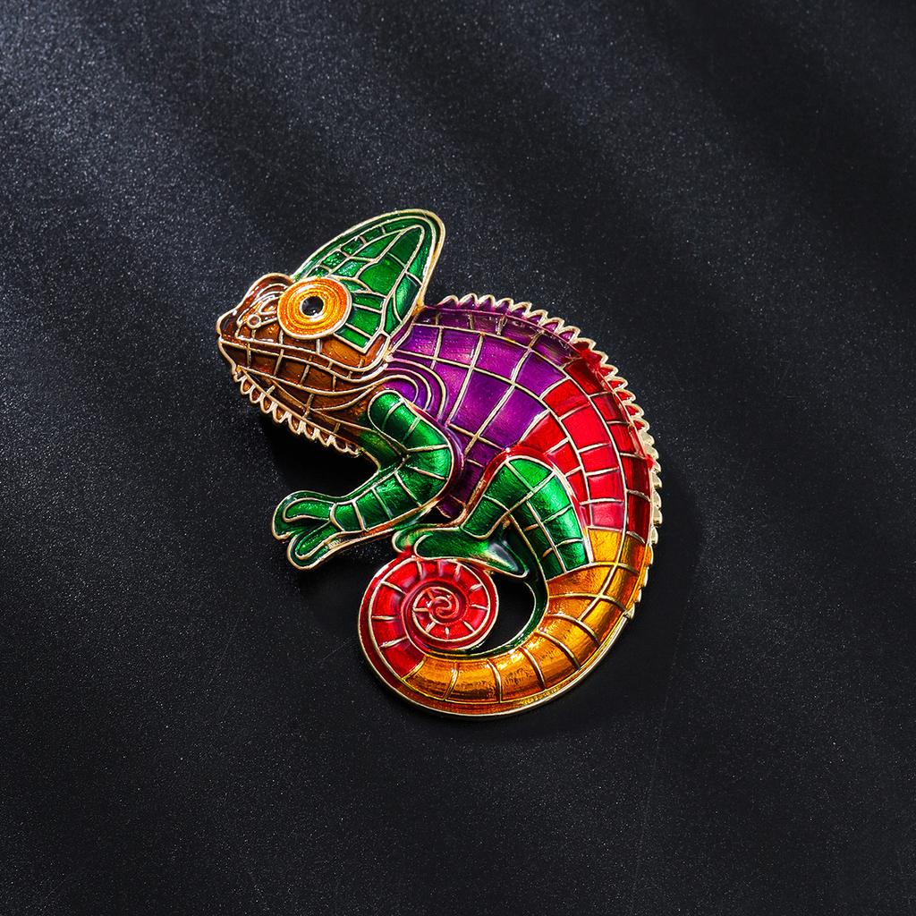 Color-changing chameleon brooch - Animal-shaped pin - Fashion accessory for men and women - Headpiece decoration