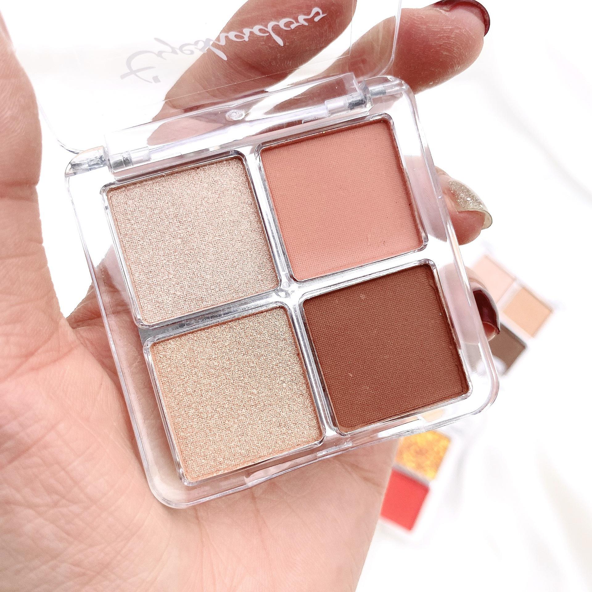Палитра теней для век Quad Matte Pearlescent Glitter Earth Color Водонепроницаемые портативные 4 цвета теней для век 02