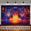 2D Colorful Headphones & Music Notes Photography Banner