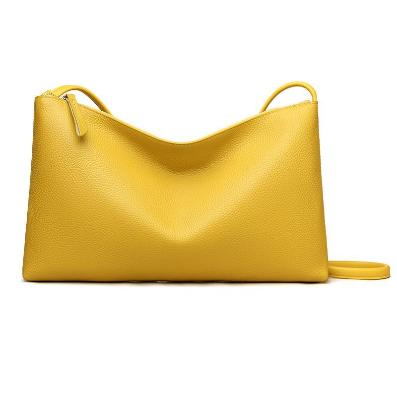 Die erste Schicht Rindsleder Mode Umhängetasche Tasche Damen einfarbig schlichte Textur Schultertasche trendig mit beliebter kleiner quadratischer Tasche