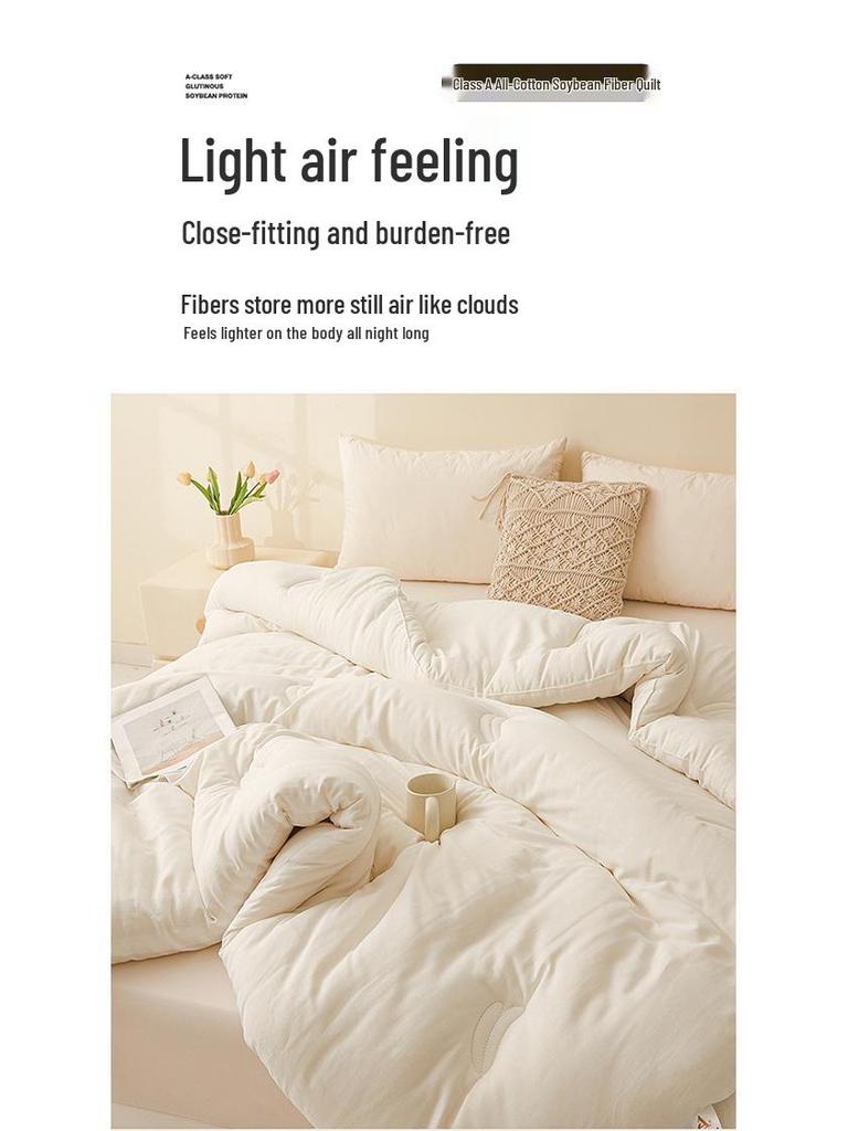 Soybean Quilt: All-Cotton, 30% Protein-Modified Fiber, Year-Round Warmth, Skin-Friendly for Winter, Spring, Summer, and Autumn.