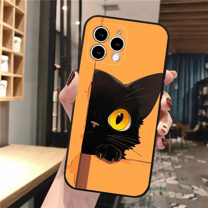 Black Cat Phone Case For Iphone 15 14 Pro Max 13 12 11 Pro Max XSMax XR 12 13 Mini 14 Plus