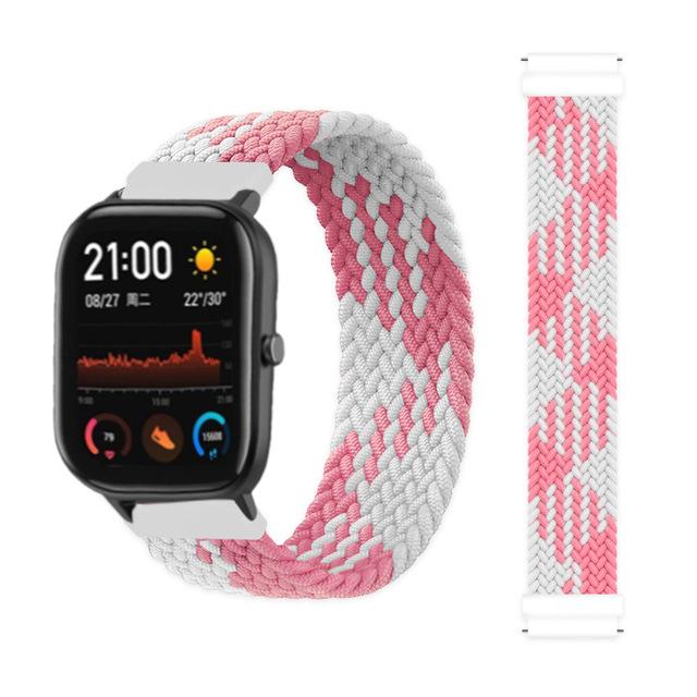 20mm 22mm Uhrenarmbänder für Amazfit GTS/4/3/2/2e/GTS2 Mini/GTR 4/3 pro/GTR2/2e/2 Geflochtenes Solo-Loop-Armband Amazfit bip 6 5 Band
