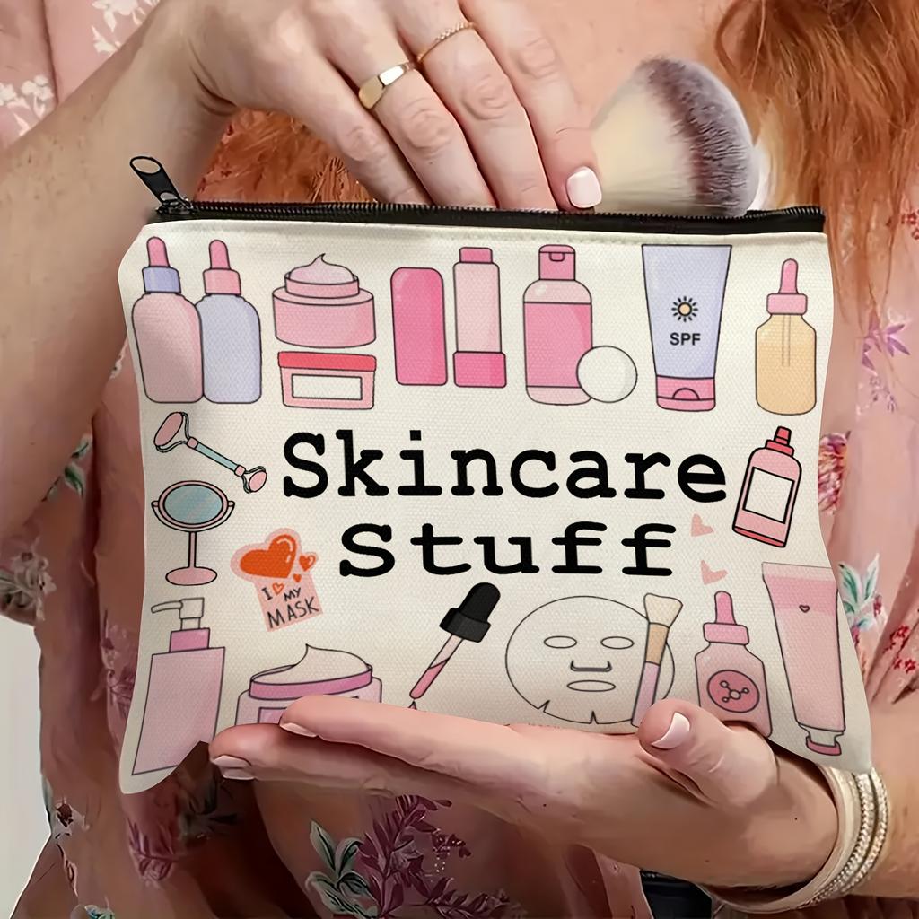 1pc Fashionable Skincare Stuff Travel Cosmetic Bag - Durable Zipper, Odorless, Lightweight Design for Men&Women,for Toiletries