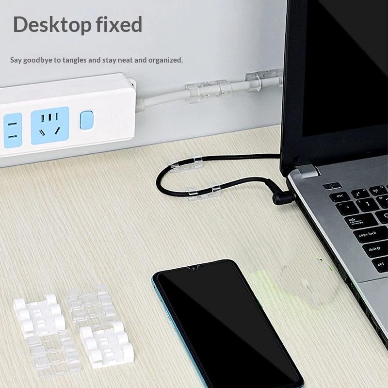 Hot Sale 20 PCS Transparent Self Adhesive Cable Clips Strong Adhesion Easy Installation For Home Office Cable Organization