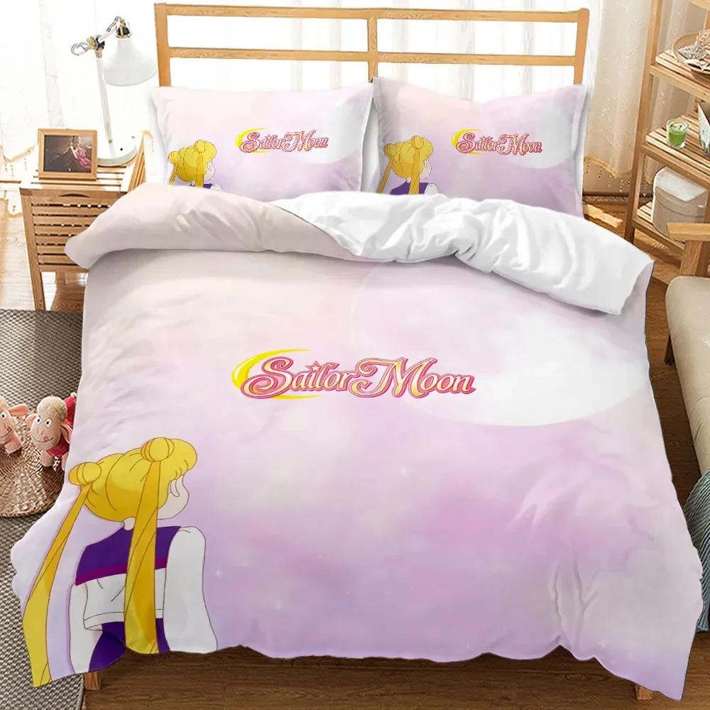 Kawaii Sailor Moon Bedding Set For Girls Luxury Duvet Cover Pink Comforter Twin Duvet Cover Set With Pillowcase Gifts