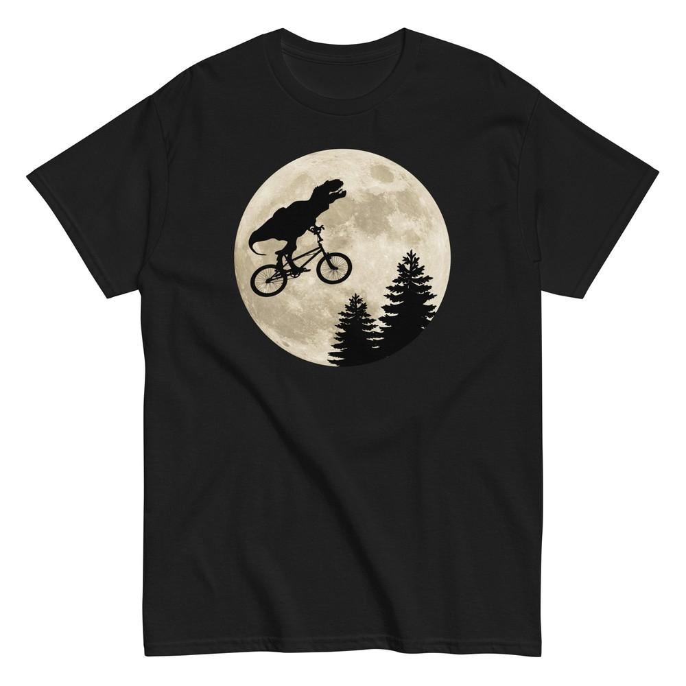 T-Rex Flying Over The Moon On A Bike - Funny Dinosaur Moon Parody Shirt - Unisex Unisex T-Shirt XXXXL