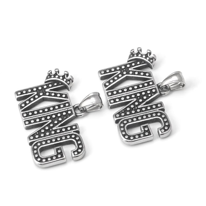 Collier Pendentif Couronne KING en Acier Inoxydable - Style Hip Hop Rock Rétro Punk