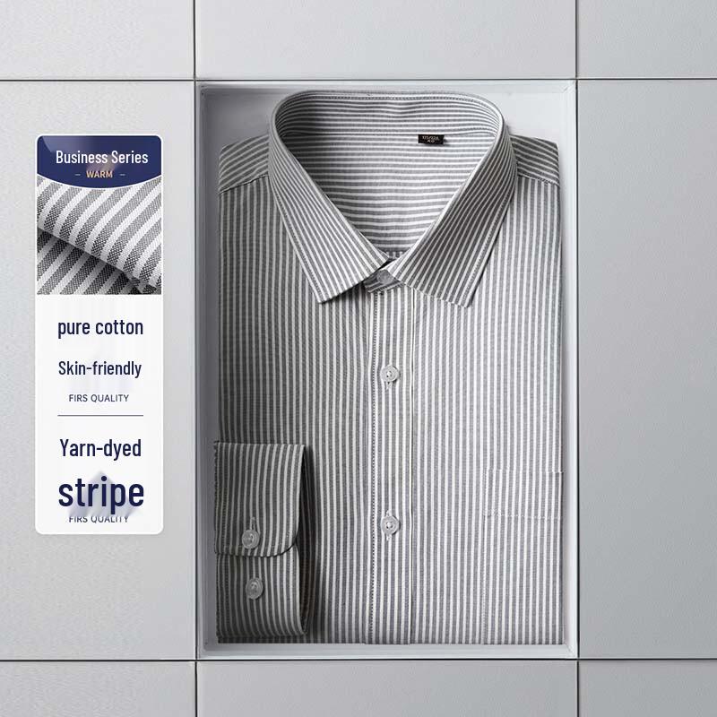 Men s Pure Cotton Striped Long Sleeve Shirt XXXL