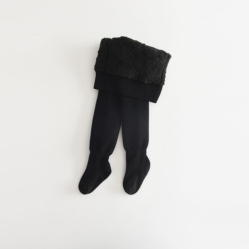 Mädchen Fleecegefütterte Herbst/Winter Strumpfhose: Warmer einfarbiger Body & Leggings für Babys
