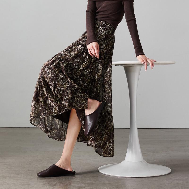 SOFSIL Women's Geometric Print Pleated A-Line Maxi Skirt