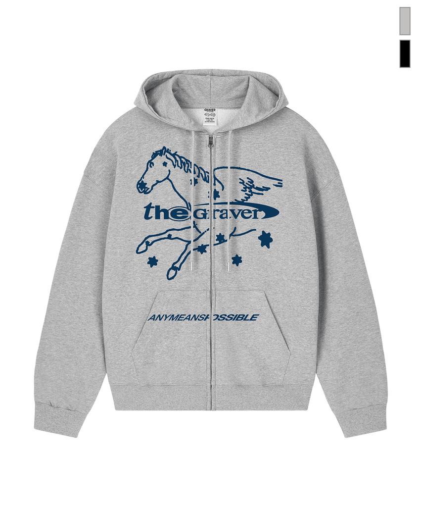 Graver [Unisex] Unicorn Zip-Up Hoodie_2Color