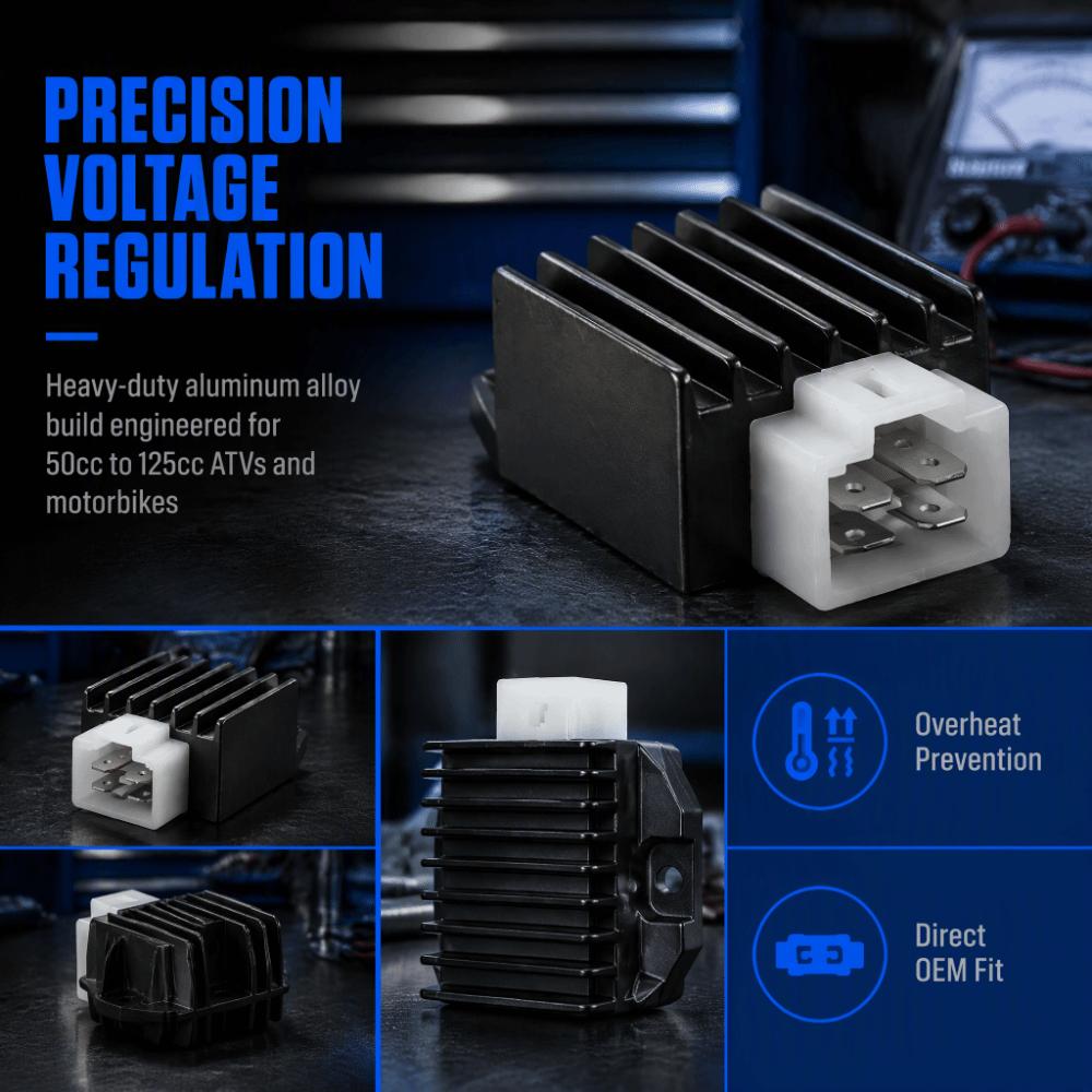 12V Voltage Regulator 4-Pin ATV Rectifier Regulator Durable Scooter Rectifier For ATV