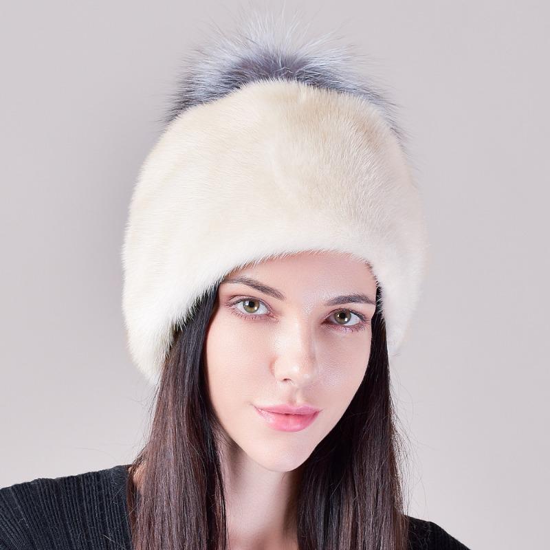 New Cute Fashion Hat, Fox Fur Ball Real Fur Whole Mink Soft Mink Hat