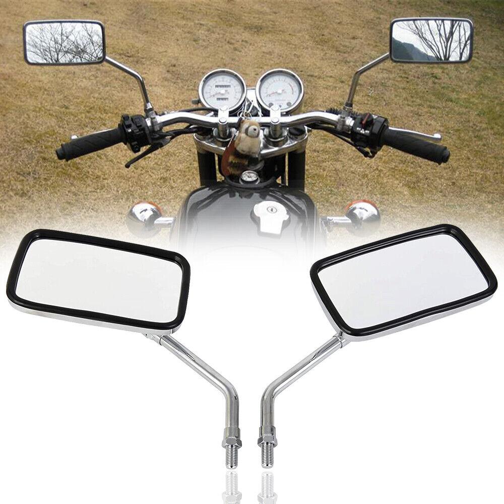 Pair Universal Rectangle Motorcycle Rearview Mirrors 10mm Chrome retrovisor moto mirror moto For Honda Motorbike Scooter E-Bike