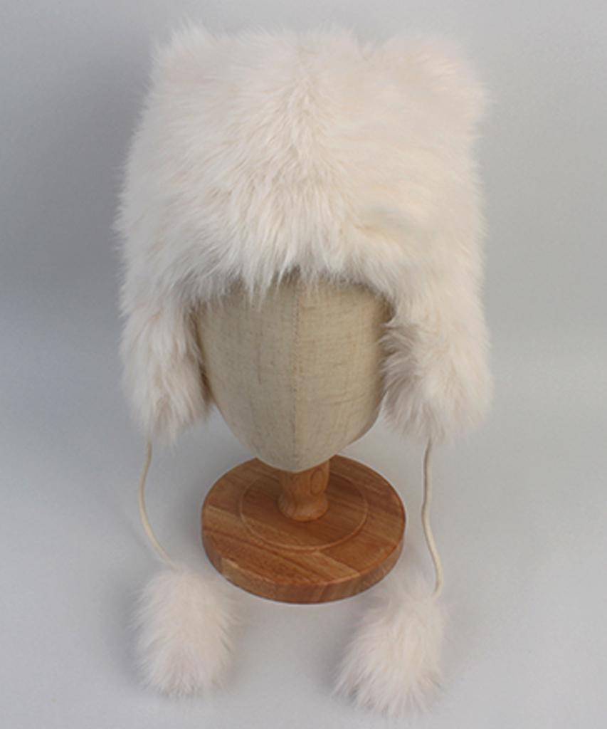 Yunibeosyeolkemiseuteuli Fox White Poly Fur Balaclava Fox Hat