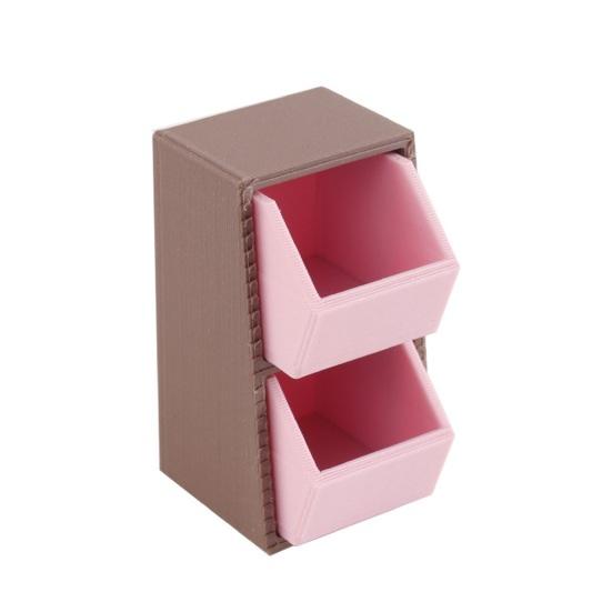 Mini Storage Box 1:12 Scale Miniature Slanted Storage Box Tiny Double Drawer Organizer for Doll Mansion Bedroom Desk