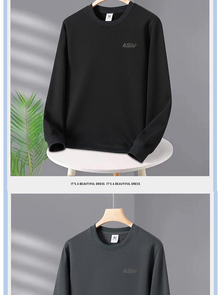 Men's Plus Size Thick Velvet Round Neck Hoodie - Autumn/Winter Trendy Loose Fit Long Sleeve Casual Top