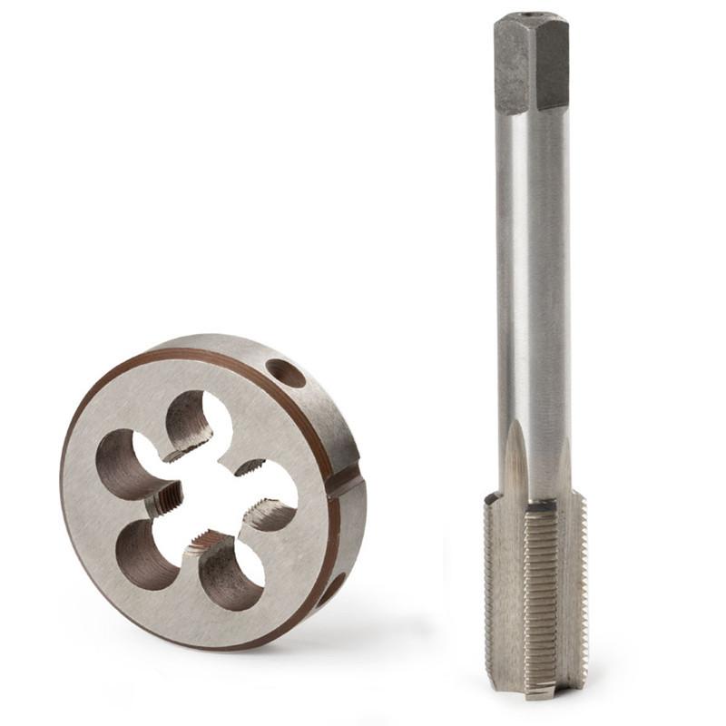 New HSS 1/2-28 UNEF 5/8-24 UNEF Hand Tap Round Die Cut Right Hand Tapping Cutting Tools Metalworking Tap Die Tools Set