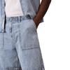 Calvin Klein Linen Blend American Trend Retro Drawstring Waist Light Denim Shorts Men shorts 4RF907G