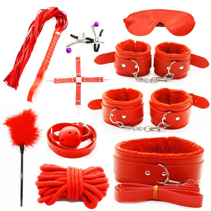 Sex Toy Kit Bondage Restraints Set Adult Toys Sex Games Erotic Toys Anal Plug Handcuffs Whip Gag Bdsm Kits Sex Toys for Couples