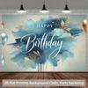 2D Elegant Golden Leaf Blue Ink Wash Birthday Decor Background Banner
