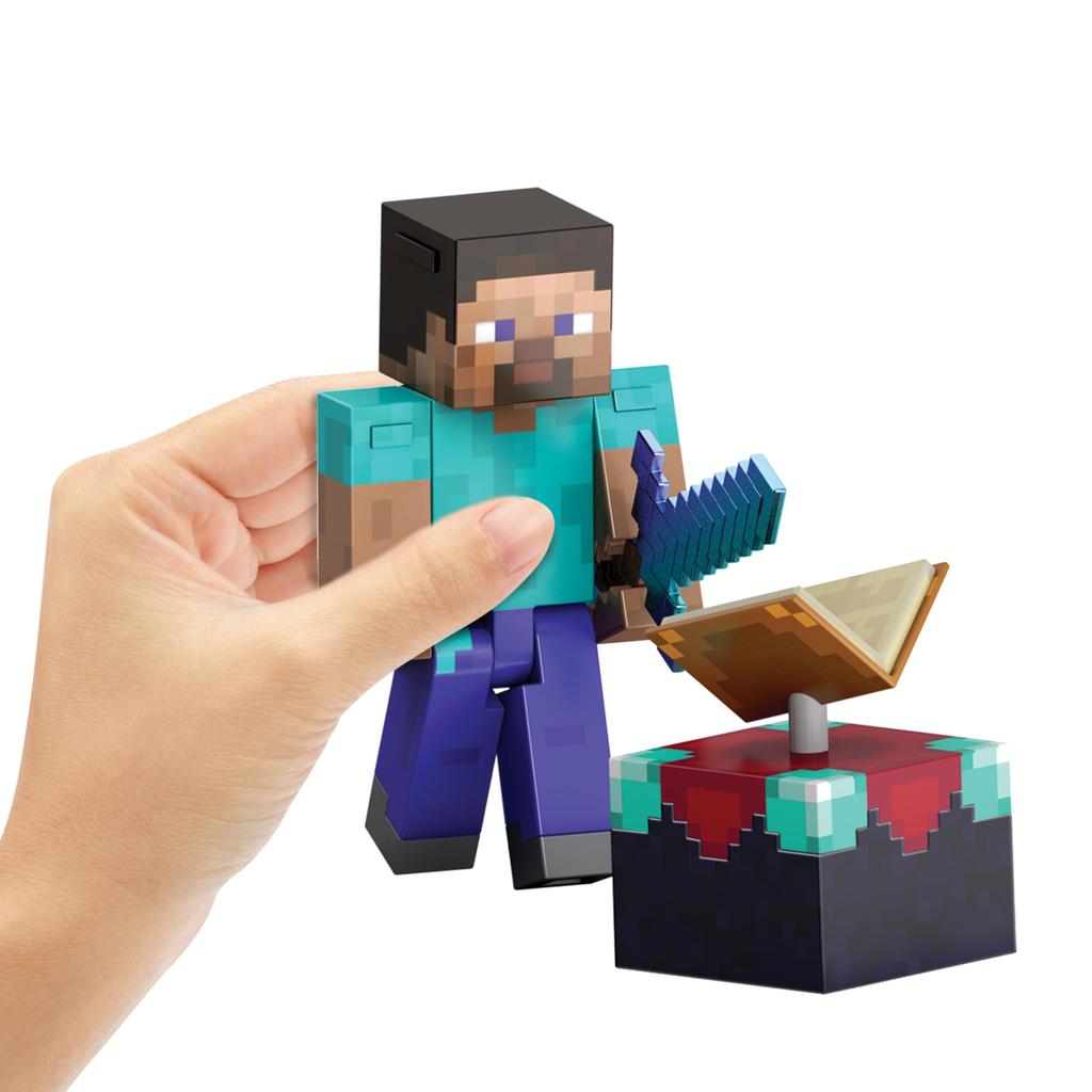 Mattel Minecraft Diamond Level Steve Action Figure with 3 Inch Collector Scale Pixel Design Accessories, 5.5