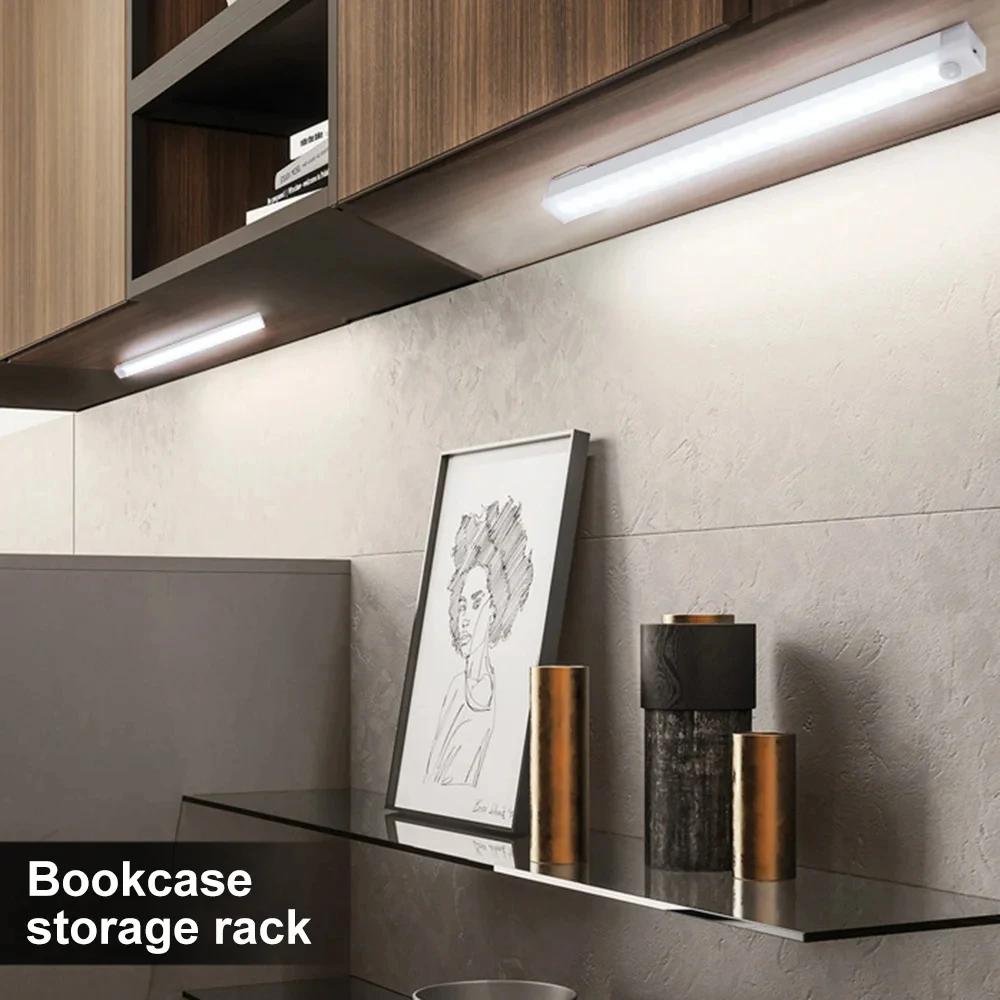 Runtowo 2pcs LED Motion Sensor Light Wireless Night Light Rechargeable Light Cabinet Wardrobe Staircase Backlight For Kitchen